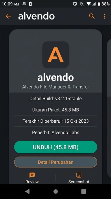 Tampilan halaman APK alvendo