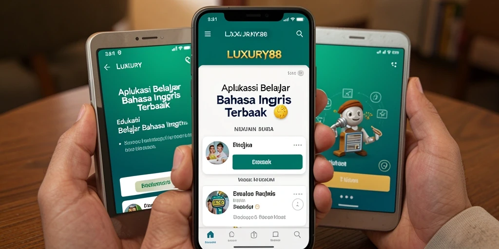Tampilan antarmuka aplikasi LUXURY88 untuk belajar bahasa Inggris.