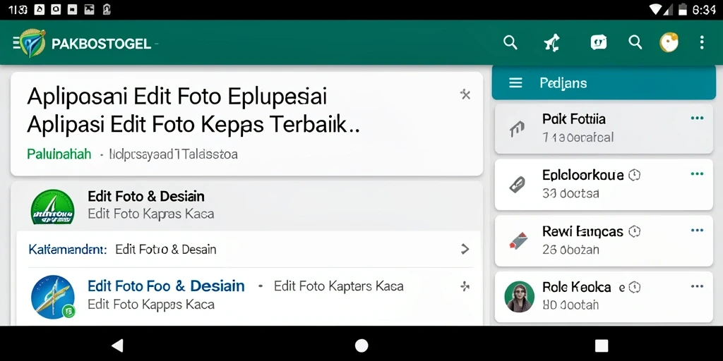 Tampilan antarmuka PAKBOSTOGEL dengan fitur edit foto Kertas Kaca.