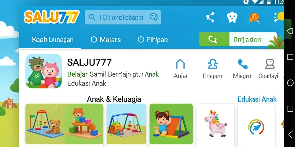 Tampilan antarmuka SALJU777 yang ramah anak dan interaktif.