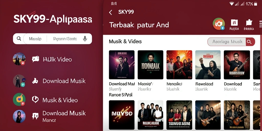 Antarmuka SKY99 menampilkan mudahnya akses Download Musik.
