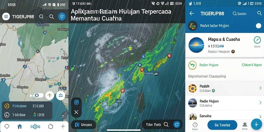 Antarmuka aplikasi TIGERJP88 menampilkan radar hujan yang akurat.