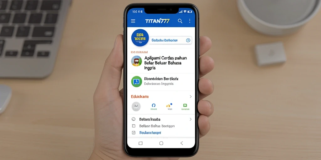 Antarmuka aplikasi TITAN777 yang menarik untuk belajar Bahasa Inggris.